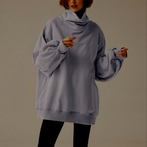 Whisper Oversized Turtleneck Sweatshirt (Blue Gray) - LIT Activewear